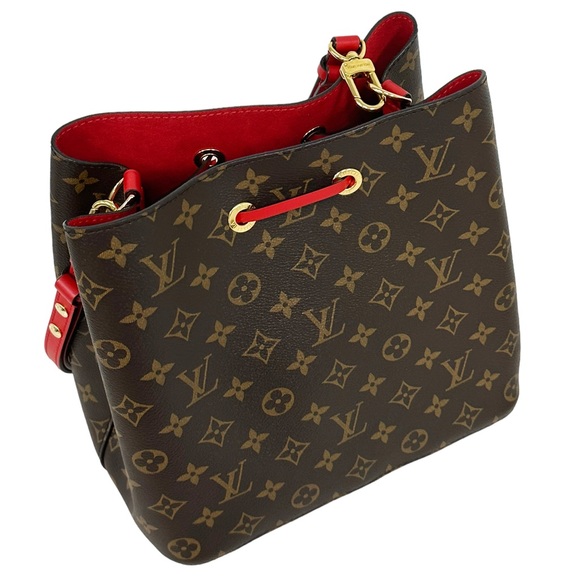 Louis Vuitton Brown Monogram Red Neonoe Bukcet Bag Shoulder Tote - Picture 10 of 13